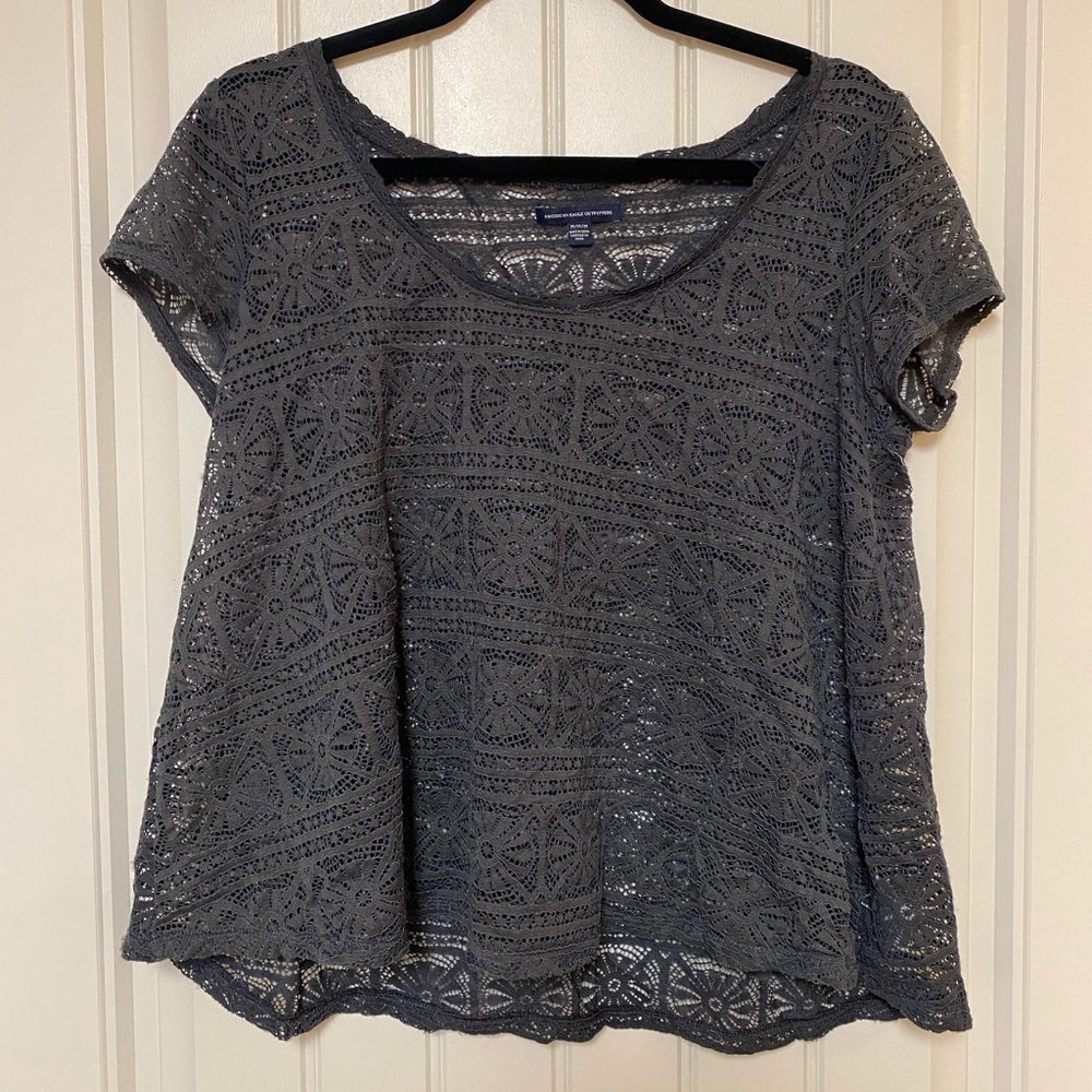 American Eagle Gray Lace Shirt